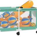 280 Gallon 69" Pool Storage Bin XXL Extra Large Swimming Pool Float Storage Bin, Pool Noodles Holder, Toys, Floats, Balls and Floats Equipment Mesh Rolling Bin for Garden Lawn, 69" Lx32 Wx35 H (Mint Green)