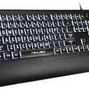 Large Print Keyboard for Seniors,Visually Impaired-High Contrast Black Keys,White Backlit with Cover,Wired USB 104 Full Size-Easy to Read Big Letters for Macular Degeneration Low Vision (No Glare)