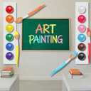 22 Pcs Giant 3D Painting Classroom Wall Decor 43.3 in Giant Inflatable Crayons Paint Strips Cloth Colored Paper Plates Palette Colorful Party Decorations DIY for School Classroom