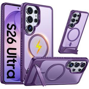 GooseBox for Samsung Galaxy S26 Ultra Case with Magnetic & Kickstand & Edge Raised Shockproof for Galaxy S26 Ultra(Purple)