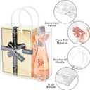 Ohuimrt 20 PCS Clear Plastic Gift Bags with Handles, 9.84 x 9.84 x 3.54 Inches Reusable Party Favor Bags with Ribbon Transparent Gift Wrap Bags Bulk for Weddings Birthdays