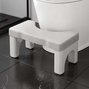 9 Inch Toilet Squat Stool, Portable Poop Foot Stool, Non Slip Toilet Leg Stand, Gray, 1 Pack
