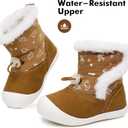 Ahannie Toddler Snow Boots for Boys Girls  Baby Winter Warm Water-Resistant Boots with Hook & Loop (Brown)
