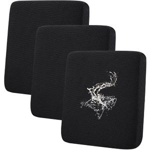 hyha Waterproof Couch Cushion Covers, Washable Sofa Cushion Slipcovers, Thick Stretch Jacquard Fabric, Couch Sofa Covers for Pets with Elastic Bottom (8 pieces of sofa covers which are black: 3 Seat Cushions, 1 Chaise Seat, 1 Upper Part of Chaise Back, 2 Upper Part of Middle Back Cushion, and 1 Upper Part of Side Back Cushion_