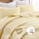 HORIMOTE HOME Quilt Queen Size Light Yellow, Lightweight Quilts for Summer Ultra-Soft Microfiber Modern Style Quilted Clouds Pattern Bedspread Quit Set 3 Pieces(1 Quilt and 2 Pillow Shams)