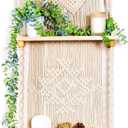 Induslyfe Macrame Wall Hanging Shelf (Tier 2, Natural White)