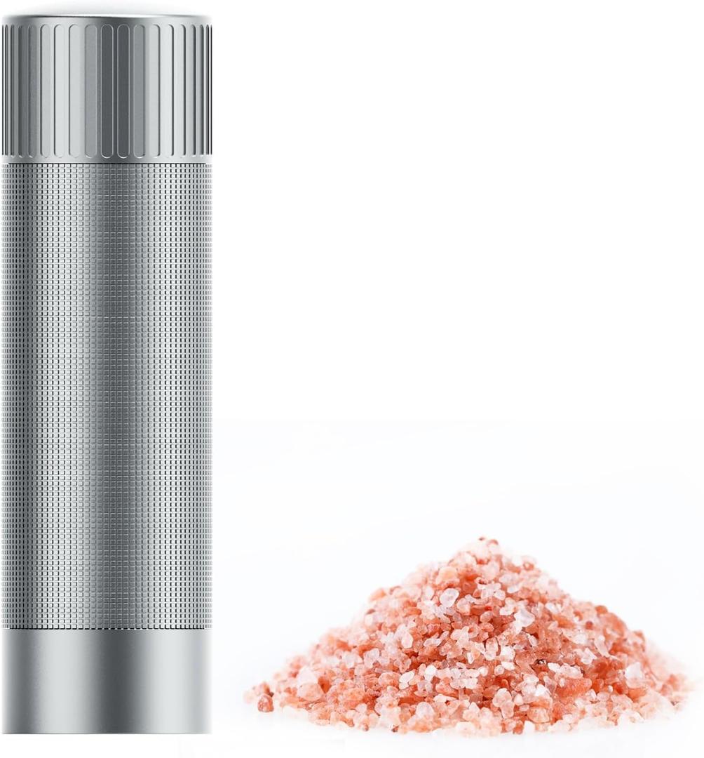 Luvan Salt Grinder, Professional Grade Salt Mill with Unique Burr Grinder, 12 Adjustable Coarseness Settings, Lightning-fast grinding speed, Heavy Duty Aluminum Manual Salt and Pepper Grinder