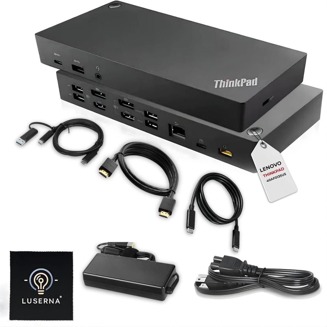 Lenovo 40AF0135US Thinkpad Docking Station Dual Monitor Hybrid USB-C with USB-A | Comes with 135W, HDMI, DP, USB C to A Cables (NEW)