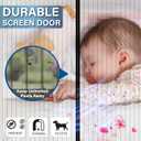 Magnetic Screen Door -Fit Door Size 38.0 x 83.0'' Retractable Screen Door Mesh for Front Door or Sliding Door, Pet & Kid Friendly, Hands-Free Closure Keeps Bugs Out & Lets Breeze in, Stripe Black