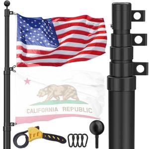 16 FT Telescoping Flag Pole, Heavy Duty Aerospace Aluminum Flagpole Kit
