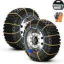 AutoFixing Snow Chains - Tire chains for cars, trucks, and SUVs, with quick 1-minute installation. Titanium-enhanced high-carbon manganese steel for outstanding wear resistance.Set of 2(HLN130)