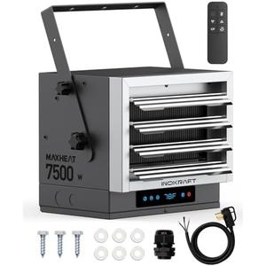 Amazon.com: InoKraft 7,500W Electric Garage Heater, Wire: 8 AWG, Plug: NEMA 14-50P, Remote, Ceiling Mount, Digital Thermostat, 240 Volt, 24-Hour Timer, Overheat Protection, ECO Mode, Ideal for Garage : Tools & Home Improvement
