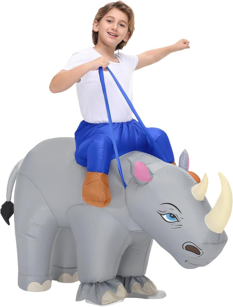 Spinosaurus Inflatable Rhino Costume Kids Inflatable Costume Funny Blow Up Halloween Costumes Ride on Animal Costumes for Boys Girls