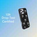 2 x Crossbody Case for iPhone 16 Pro Max - Black with Stylish Silver Detachable Chain - Silver Bows