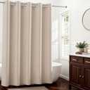 River Dream Linen Textured No Hooks Shower Curtain with Liner,Linen,71x74