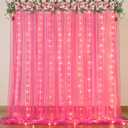 Hot Pink Tulle Backdrop Curtain with Lights for Parties 10x8ft Fuchsia Sheer Backdrop Curtains for Weddings Birthday Baby Shower Photo Shoot Background Decorations