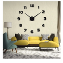 Lucktime Frameless DIY Large Wall Clock Modern 3D Mirror Digital Big Wall Clocks for Living Room Bedroom Office Hotel Home Wall Decor (Black)