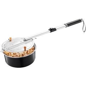 Campfire Popcorn Popper - Old Fashioned Popcorn Maker with Telescoping Handle - Camping Gear by Great Northern Popcorn (Black) Has Damage