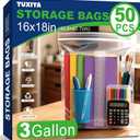 50PACK 3 Gallon Large Zipper Bags for Storage 16 x 18 Inch, Large Clear Zipper Bags Reusable with Sealable Zippers Top for Clothes, Travel & Moving,Thick 4 Mil