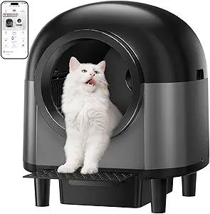 Automatic Cat Litter Box Self Cleaning,Smart Litter Box with 10 Safety Sensor Radars,100L Electric Cat Litter Boxes with Stairs for Multiple Cats,APP-Control,Advanced Odor Control OMCPET (Black)