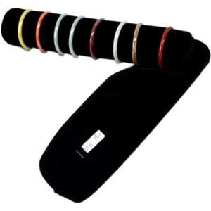 Bracelet Bangle Watch Roll Travel Pouch Jewelry Organizer, Black Gray Velvet Portable Zipper Pouch with Removable Roll Insert for Standard Size 12.5" W x 2.8" Diameter