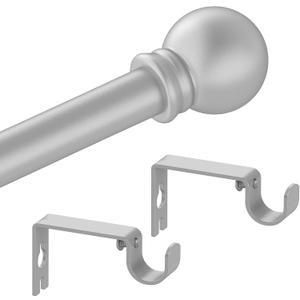 2 x Silver Curtain Rods for Windows with Brackets,5/8 Inch Diameter Small Window Curtain Rod Adjustable 32 to 48 Inches,Easy Install Drapery Rods,Gray