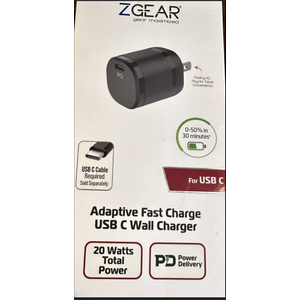 Z Gear USB-C Fast Wall Charger - 20 Watts
