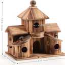 Bird Houses for Outside, Wooden 6 Hole Bird House Room for Multiple Birds, Outdoors Hanging Birdhouse Nesting Box for Garden, Bird Hotel for Wren Chickadee Sparrow