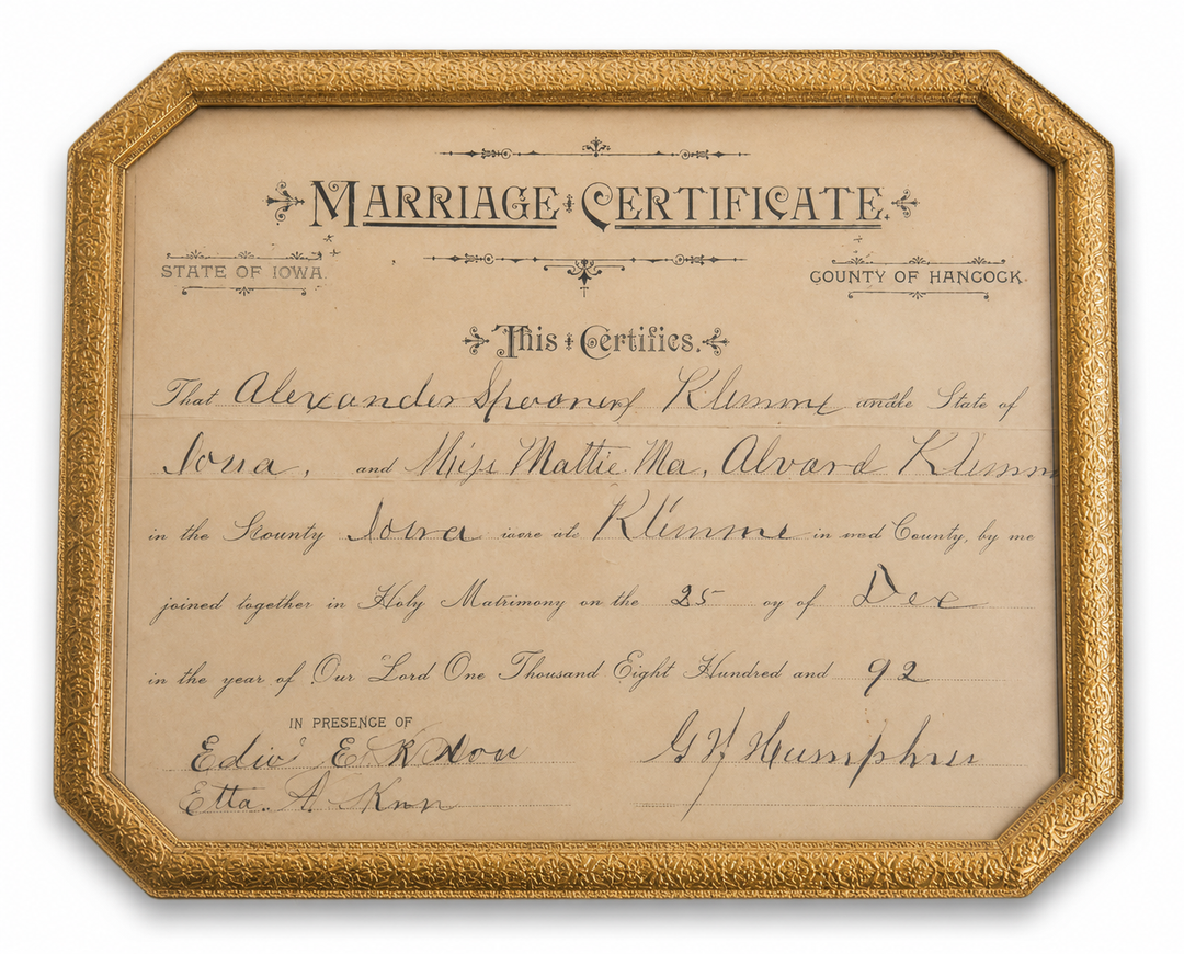Gold Marriage Certificate Sign