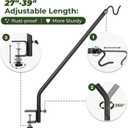 Kingsyard Heavy Duty Deck Hook, 27"-39" Adjustable Metal Deck Railing Hooks for Hanging Bird Feeders, Planters, Suet Baskets, Lanterns, Wind Chimes, Clamp Mounted