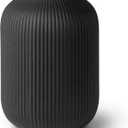 Ceramic Vase with Grooves - Waterproof Flower Vase in Matte Black for Fresh Flowers, Dried Flowers, Pampas Grass, Large 20cm High Vase as a Gift, Decoration for Living Room, Bedroom, Office.