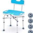 HEAO Heavy Duty Shower Chair with Back 500lb, Padded Bath Chair Seat with Extra Replacement Tips, Anti-Slip Tool-Free Shower Bench Bathtub Stool for Elderly, Senior, Handicap