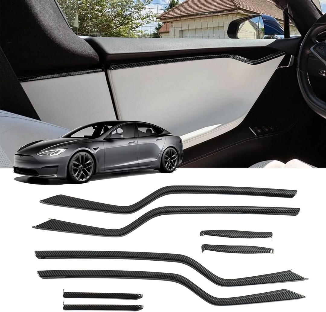 Inner Door Trim Cover Compatible with Tesla Model S 2024 2023 2022 2021 2020 2019 Interior Moldings Trims Door Side Molding Trim Cover