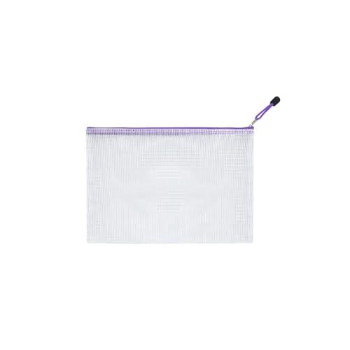 HLDInie Mesh Zipper Pouch Bag,A3 Zipper Bag for Organizing Storage, Waterproof Zipper Pouch,17" x 12"/44cm x 32cm, File Bag for School and Office Supplies (Purple)