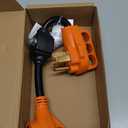 Overload Protector 50 Amp to 30 Amp RV Adapter with Circuit Breaker, NEMA 14-50P to NEMA TT-30R Electrical Power Adapter with LED Power Indicator, RV Dogbone Adapter Cord, 18 Inch, ETL Listed