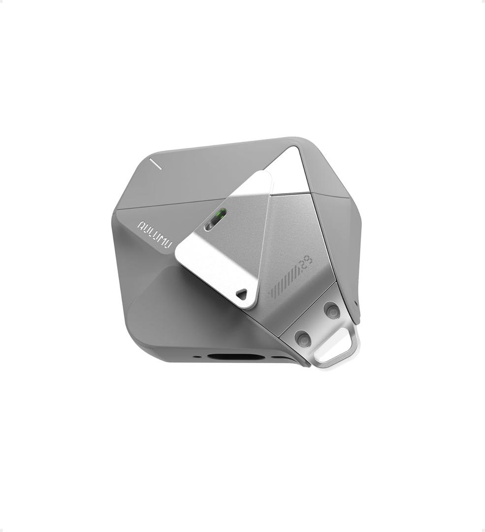 Aulumu A29 Geometric AirPods 4 Case with Lock | Protective Cover with Nylon Buckle | Alloy Armour | Compatible with Apple AirPods 4th (2024) - Grey