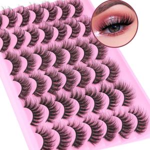 TNFVLONEINS False Eyelashes Natural Mink Lashes Fluffy Wispy Cat Eye Lashes Natural Look 5D Extension Faux Mink Eyelashes Pack 12-18MM Strip Fake Eyelashes 21 Pairs 3 Styles