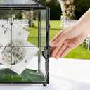 Glass Card Box with Slot, Large Black Clear Card Box for Wedding Receptions - Home Birthdays Party Geometric Decorative, 12.59" x 5.9" x 9.05"