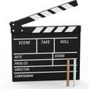 Movie Film Clapboard Hollywood Wooden-Clapper Board Directors Photography Studio Video TV Clapper Board with Erasable Pen Movie Theater Props DecorBlack Clap Board 10.5 X 11.7 inches (Black)