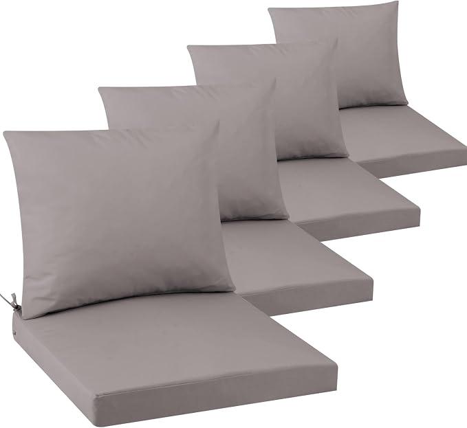 Outdoor Seat Cushion Set 22 x 22 In, Water-Resistant & Fade-Resistan, Patio Furniture Cushions with Removable Cover Deep Seat & Back Cushion with Handle and Adjustable Straps for Chair Sofa,4PC