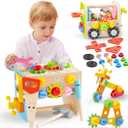 SYNCFUN Kids Tool Set, 51 PCS Wooden STEM Educational Tools for Boys and Girls, Montessori Toys for 3 4 5 6 Year Old, Learning and Construction Toys for Toddlers, Birthday Gift