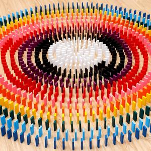 Timfuis 1200 Piece Dominoes Set for Kids, Colorful Dominos Tiles for Building, Stacking, Racing, Tumbling, Wood Domino with Box, Educational Toy