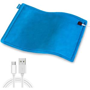 Comfheat USB Heating Pad, 5V Heated Travel Pads, 3 Heat Settings & Auto Shut Off, Hot Therapy for Pain Relief Abdomen Cramps (16"x 12") (Non-Chargeable) Blue