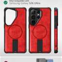 Strong Magnetic for Samsung Galaxy S26 Ultra Case Leather,[Compatible with MagSafe], Adjustable Kickstand, Shockproof Protective Cover for Samsung S26 Ultra (Red)
