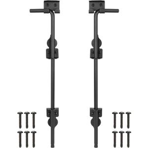 18 Inch Cane Bolt Gate Drop Rod Heavy Duty Gate Hardware, Gate Ground Latch for Wooden Fences, Metal Gates Doors Stopper for Gate Ground, Wrought Iron Gate Latches, Black Finish(4 Pack)