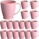 Zopeal 16 Pack Wheat Straw Plastic Coffee Cups Mugs 10 Oz Reusable Plastic Cup Mug with Handle Lightweight Microwavable Dishwasher Safe Unbreakable for Tea Milk Water Juice Coffee (Nordic Pink)
