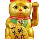 Luck Cat- Waving Arm Cat 9 Inches Gold Business is Booming Lucky Cat Opening Gifts,Chinese Feng Shui Deoration Cat for Home Office for Home Office