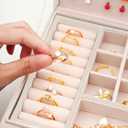 Girls Jewelry Box Earring Holder Organizer for Girls Jewelry Organizer Box Stud Earrings Organizer for Girls Womens Beige Jewelry Box for Earrings and Necklaces Rings Stud Earring Box for Teen (Medium)