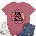 100 Days of School Shirts for Women Teacher School Days T-Shirt Happy 100th Day Teachers Tee Tops L