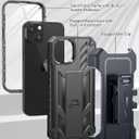for iPhone 13/14/15 Phone Case: for iPhone 16e Protective Cover with Belt Clip Holster | Durable Dual-Layer Design with Built-in Kickstand | Heavy Duty Military Grade Hard Protection Shock Proof